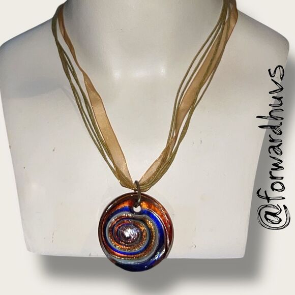 Bundle Sale 3 for $15 | Hand Crafted Glass Spiral Pendant Necklace - Picture 1 of 8